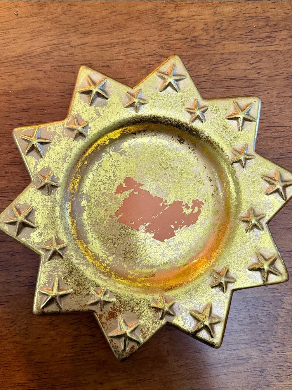 small vintage gold sun and stars dish